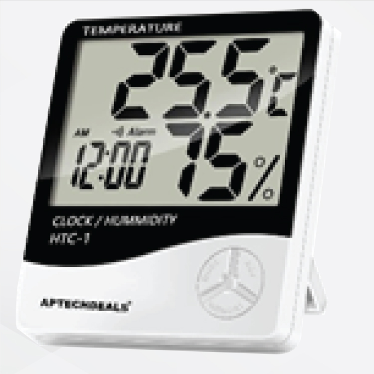 Digital Hygrometer Thermometer Humidity Meter With Clock Lcd Display
